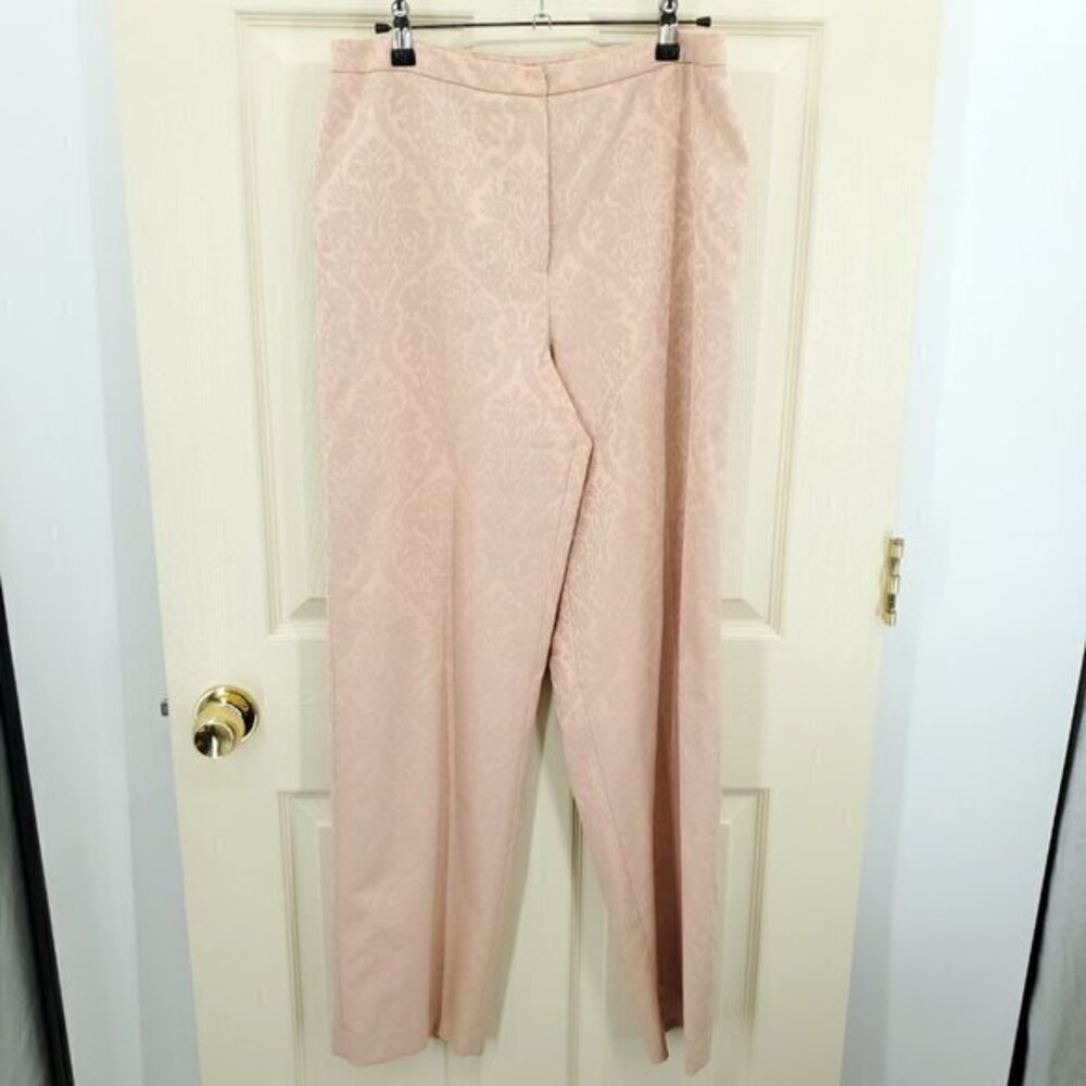 Talbots Damask Print Straight Leg Textured Patterned Dress Pants 8 Peach